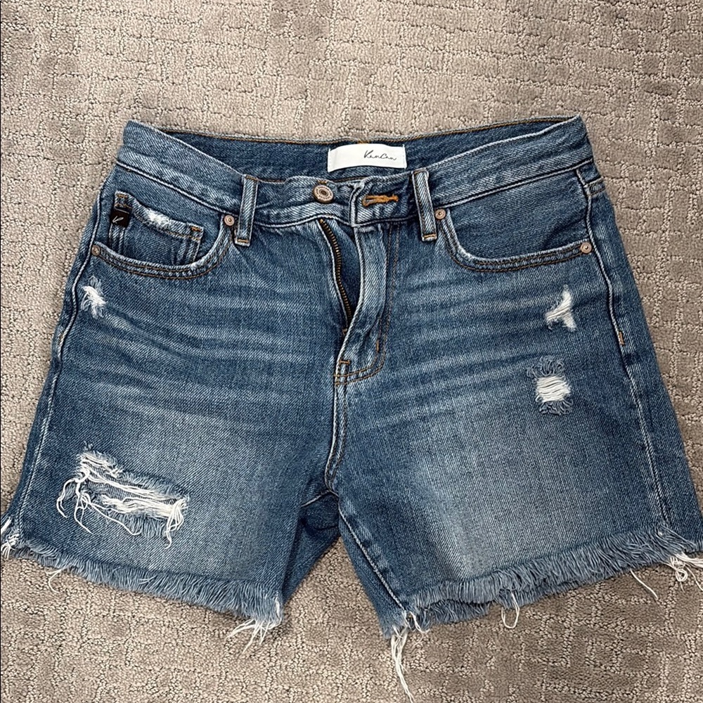 Blue Distressed Denim Shorts